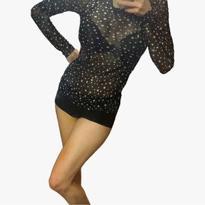 ZARA Sheer Black Top with Stars, LIKE NEW! Size:M